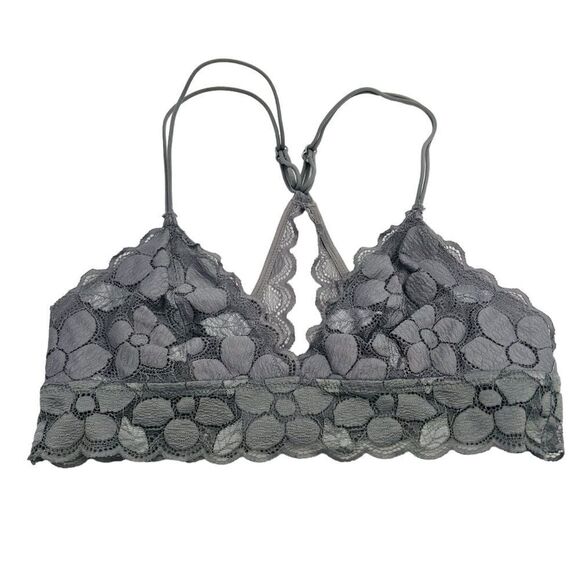Aerie Gray floral lace racerback bralette - Picture 1 of 3